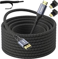 4K DisplayPort to HDMI Cable 20FT, 4K@60Hz HDR, High Speed Active Display Port to HDMI Cable UHD Converter, Uni-Directional Braided Cord, Support 4K@60Hz 2K@120Hz 1080P for HDTV, Monitor, Projector