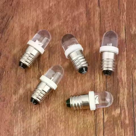 5Pcs LED E10 DC3V 5V 6V 12V 24V Screw Bulb Warning Signal Bulb E10 Instrumentation Bulb Indicator Wh