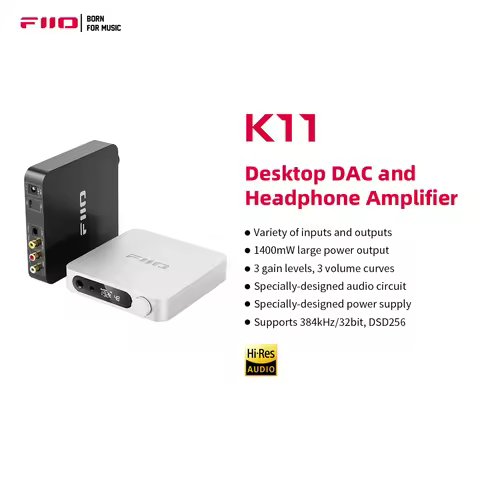 FiiO K11 DAC and Headphone Amplifier for Home Audio/PC, 6.35mm and Balanced 4.4mm, RCA, Coaxial, Opt