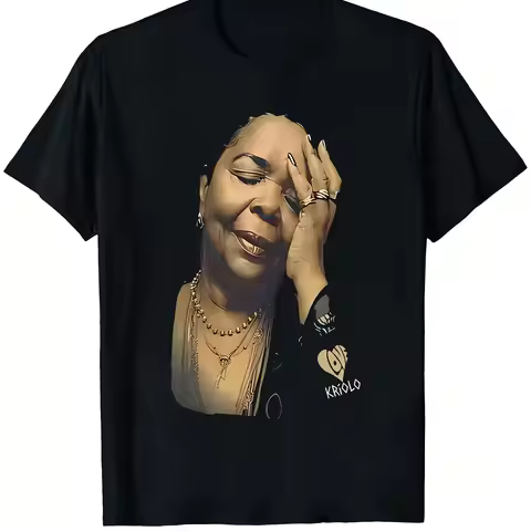 CESARIA EVORA Cayman Islands Love Kriolo Retro Pattern T-Shirt, Unisex, Bohemian Style, Short Sleeve