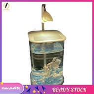 [xinhuan75l.] Mini Glass Aquarium Fish Tank Desktop Desktop Ornaments LED Light High-End Ornamental 