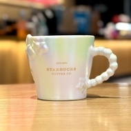 Starbucks Cup Coffee Treasure White Fritillary Pearlescent Colorful High-value Pearl Cup Handle Coffee Mug-----Donghua Preferred Store 8IJD