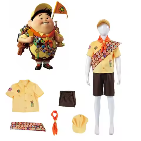 Up Cosplay Costume, Little Boy Russell, Little Explorer, Anime Movie Character Performance Costume, 