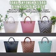 PRE (2) LEATHER BAKUL ANYAMAN BERMOTIF PLAIN COLOR / 1 WARNA ( XXS, XS, S & M) SIZE PENAN BAG WITH H