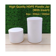 High Quality 500ML / 1L HDPE Plastic Jar With Insert Round Container Plastic Sealed Jar Packaging