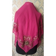 Fushia sequin rectangular hijab veil