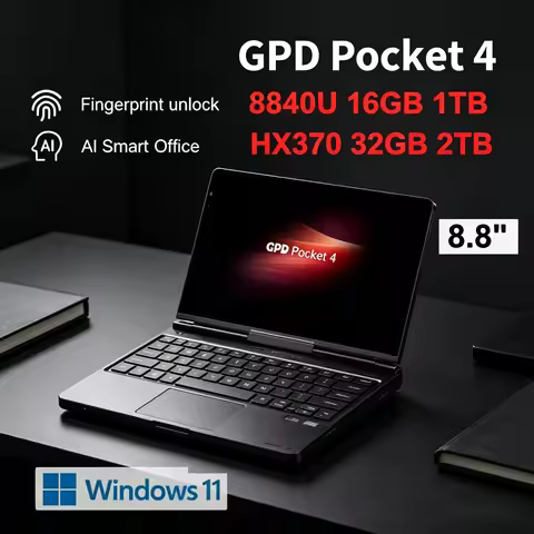 Palm Size GPD Pocket4 2026 Latest AMD AI 9 HX 370/8840U 64GB 2TB NVMe 8.8" 144Hz 2in1 Laptop Tablet