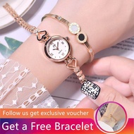 [Get a Free Bracelet]JW Fashion Women's Watches Stainless Stee Alloy Strap Girls Watch Female Korean Version Simple Retro Waterproof Quartz Ladies Watches Middle School Students Lovely Flowers Small Bracelet Wrist Watches [Buy 1 Get 1 Free Gift]