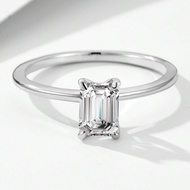 1pc S925 Sterling Silver 1ct D Color 5*7mm Moissanite Solitaire Engagement Ring, Women's Simple Clas