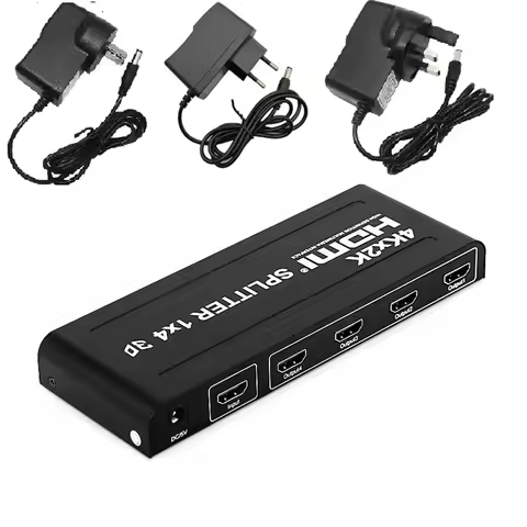 EU US UK Plug 1 in 4 out HDMI Splitte 1x4 4kx2k 3D HDMI Hub adapter 1 In 4 Out Video Converter for D