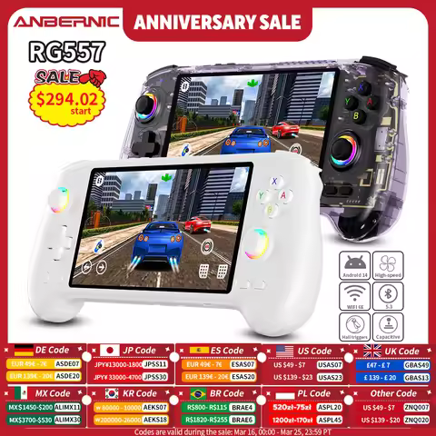 ANBERNIC RG557 Handheld Game Console 5.48" AMOLED Screen Dimensity 8300 Android 14 High-resolution J