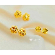 [VJ]Earring "Floral" Studs Earrings 999.9 Bangkok Gold Plated Earrings EF <Subang Bunga Paku>