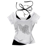 Lion And Sun Iran crop top shoujo girl style babydoll Slim Fit Cute Grunge summer harajuku coquette 