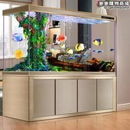 F它新款底濾魚缸客廳家用中小型免換水水族箱屏風玄關超白玻璃龍