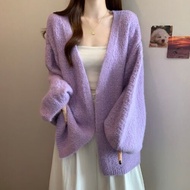RUIHUAN | Áo Khoác Cardigan Len Mohair Dopamine cho Phụ Nữ Cỡ Lớn