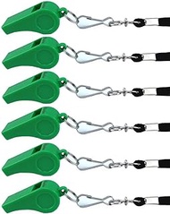 yueton Plastic Coach Whistles with Lanyard, Pack of 6