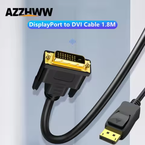 DisplayPort to DVI Cable 1.8M DP to DVI Adapter (Male to Male) 1080P@60Hz Compatible for Computer La