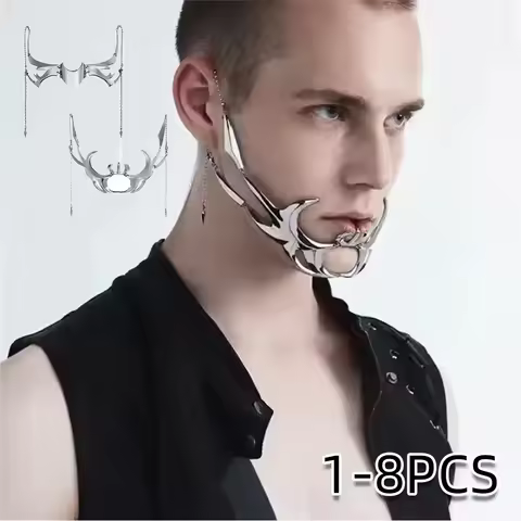 Cyber Punk Masquerade Mask Robot Party Prom Metal Mask Unisex Irregular Jewelry Irregular Metal Face