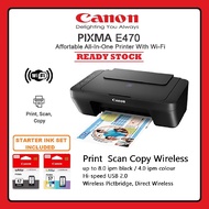 Canon Pixma E470 All-In-One for Low-Cost Printing   Print, Scan, Copy , Wireless  Printer