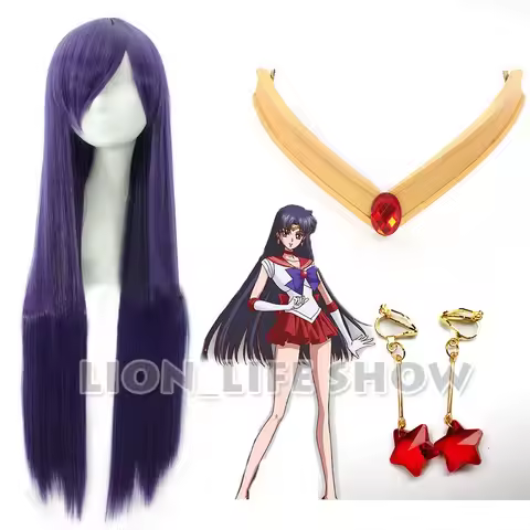 Sailor Mars Hino Rei EVA Gold Headwear Headband Tiara red earring Cosplay Accesseries cos Hairwear