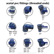 PVC Acetal Threaded Ends Fitting 15mm 20mm 25mm Socket Elbow Tee Nipple M+F MF Socket Street Elbow R