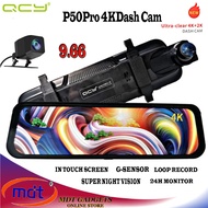 QCY P50 pro 4K+2K Sony Lens IMX335 Dashcam WiFi Touch Screen Rearview Mirror Car Camera