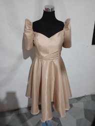Modern Filipiniana Elegant Dress Satin Fabric below the knee