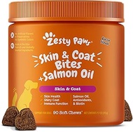 Zesty Paws Salmon Oil for Dogs Skin and Coat, Omega 3 Fish Oil Chews, Dog Allergy Relief Chews, Itch