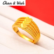 Chan Wah Malaysia Jewellery Original 916 Gold Ring Women Korean Style Multi-line Love Opening Car Fl