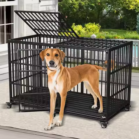 64 inches Heavy Duty Dog Crate, Oversize Dog Crate for Giant Dogs, Extra Large Double Dog Cage with 