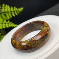 精品 南非彼得石手鐲 53MM 玉化高瓷貓眼山水壁畫風 療愈精神潛能