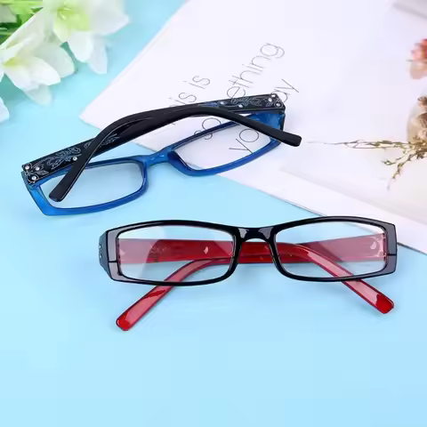 +1.0~+4.0 Fashion Reading Glasses Women 4 Colors Imitation Diamond Flower Print Resin Presbyopic Gaf