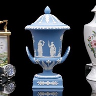 英國製Wedgwood碧玉浮雕1967希臘神話雙耳陶瓷花瓶寶瓶冠軍杯擺飾