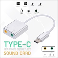 Universal USB Type C To 3.5mm Sound Card USB Audio Jack Headset Microphone Adapter Sound Card