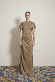 Taya maxi dress ( 3 colours ) เดรสยาวซาติน แขนสั้น