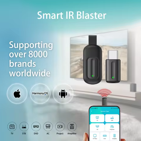 Smart IR Blaster USB-C/USB Infrared Remote Adapter, Universal IR Transmitter for TV/AC/DVD, Compatib