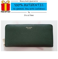 Kate Spade Margaux Refined Grain Leather Slim Continental Zip Around Wallet (Comes with Kate Spade Gift Box)