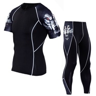Compress Men Running Tracksuit Set T Shirt Pant Gym Clothing Fitness Workout Quick Dry Suit Training Sports Rashguard Men Suit