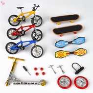 18 Pieces Mini Finger Toys Set Includes Finger Skateboards, Finger Bikes, Mini Scooters and Matched Wheels and Tools Accessories Fingertip Movement Educational Toys for Kids Gifts