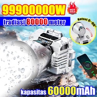 ⭐99900000W⭐30 hari tanpa pengisian daya Lampu sorot 100Watt senter kepala led cas tahan Senter Berke