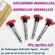 New 4Pcs Red Ignition Coil 0221604800 06E905115E for VW Audi A4 A5 TT Q5 R8 2.0TFSI/2.0TSI A3/GOLF 5
