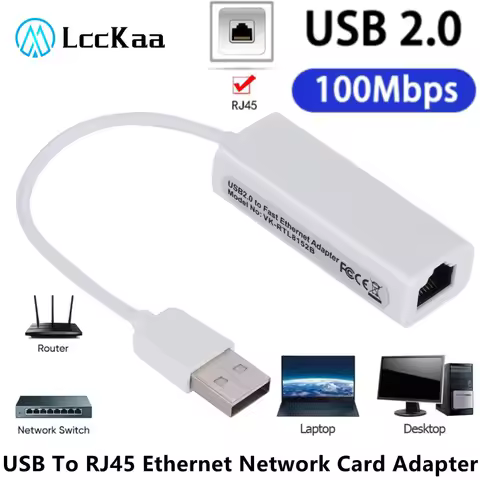 Card USB 2.0 Wired USB to RJ45 Network 10/100Mbps USB To RJ45 Ethernet Lan Adapter Network Card for 