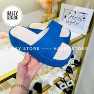 Dép bánh mì kẹp jean HALEY STORE 7cm đi chơi đi học kỉ yếu đi làm rẻ bền đẹp thời trang nữ