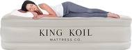 King Koil Luxury Queen Air Mattress with Built-in High Speed Pump, Blow Up Bed Top Flocking, Puncture Resistant, Double High Inflatable Queen Airbed Air Mattress for Camping, Home, Travel, Beige