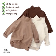 Áo Dài Tay Cho Bé Trai Bé Gái HML PHONG CÁCH HÀN QUỐC Áo Giữ Nhiệt Cho Bé Chất Zip  Ấm Áp Xinh Xắn S