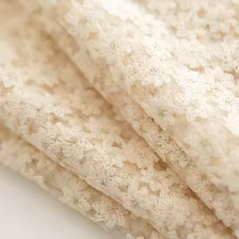 Soft small daisy embroidery mesh lace fabric skirt cheongsam clothing fabric handmade diy cloth by t