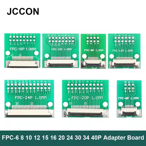 5Pcs FPC-6 8 10 12 15 16 20 24 30 34 40P Adapter Plate to 2.54mm Straight Plug Welding 1.0mm Cable P