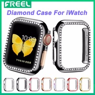 Freel Diamond Bling Protect Case for Apple Watch case series 8 7 45mm 41mm 44mm 40mm 49mm Woman PC Hollow Frame Bumper for i Watch Series 6 5 4 3 Protective Cover