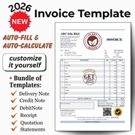 2026 Auto fill Invoice Template, Accounting Template in 1 Bundle, Jualan Tracker, Excel Template