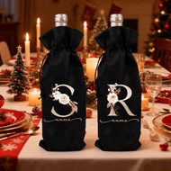 Christmas gold 26 letter personalized drawstring gift bag, wine bag, colleague Christmas gift party 